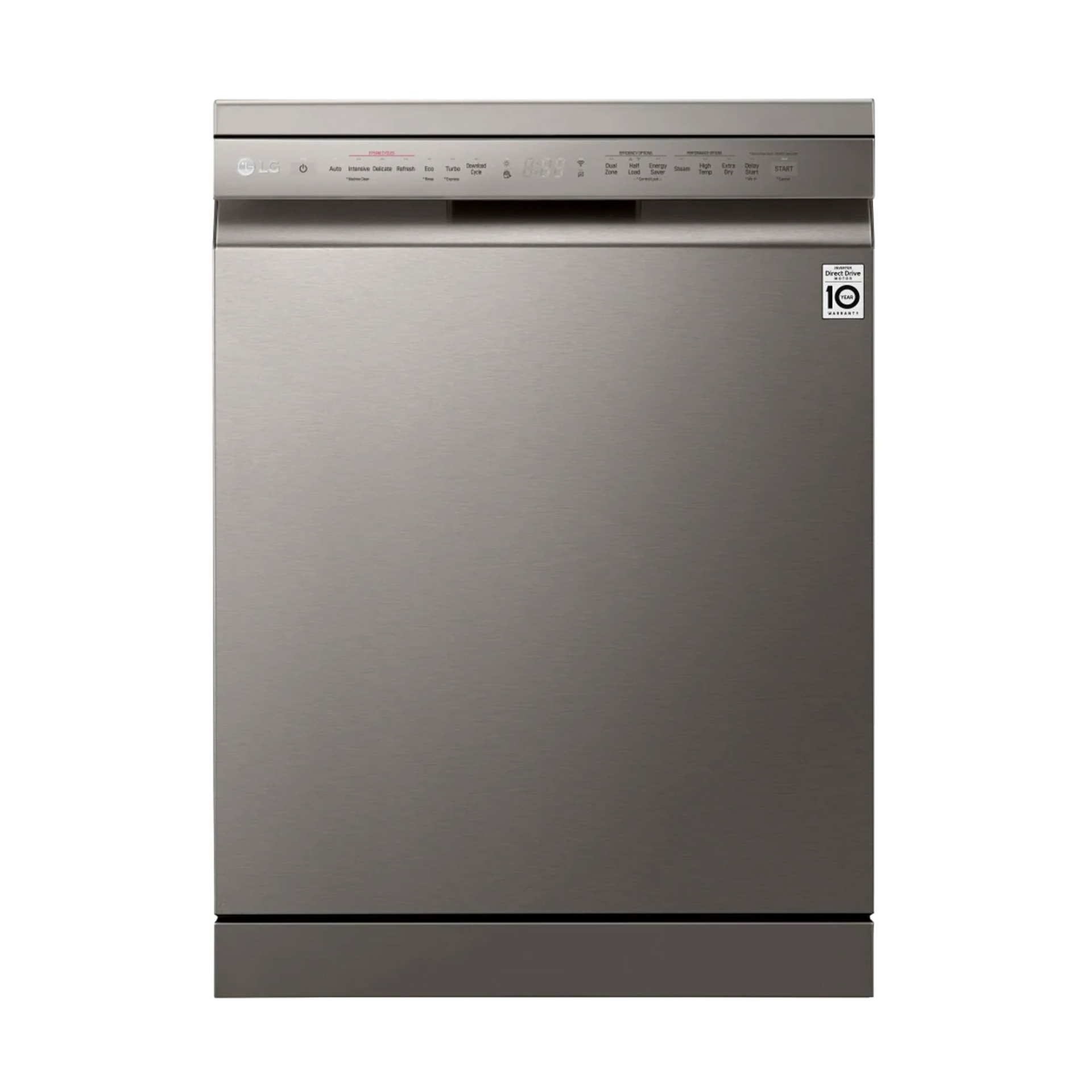 LG DFC425FP Bulaşık Makinesi QuadWash™ Teknolojisi LED Kontrol Ekranı 10 Yıl Motor Garanti 3 Raflı E Enerji Sınıfı Metalik Gri