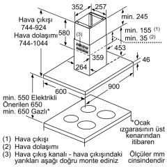Siemens LF97BBM50 iQ300 Ada Tipi Davlumbaz 90 cm paslanmaz çelik