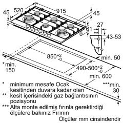 Siemens EC9A5TB90 iQ500 Gazlı Ocak 90 cm Paslanmaz çelik