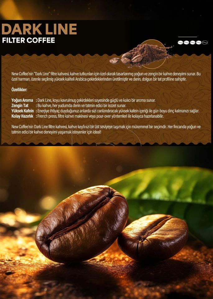 New Coffee DL500GR Dark Line 500gr Öğütülmüş Filtre Kahve