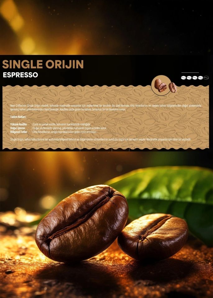 New Coffee Single Orijin – Orta Amerika’nın Seçkin Arabica Kahve Çekirdekleri (1000gr) SO1000GR