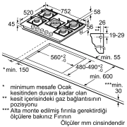 Siemens EO7C2HO12O iQ300 Gazlı Ocak 67 cm Sert cam, Beyaz