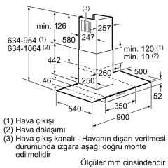 Siemens LC98GA542 iQ500 Duvar Tipi Davlumbaz 90 cm gri cam dekorlu