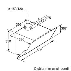 Siemens LC68KAK60T iQ500 Duvar Tipi Davlumbaz 60 cm siyah cam dekorlu