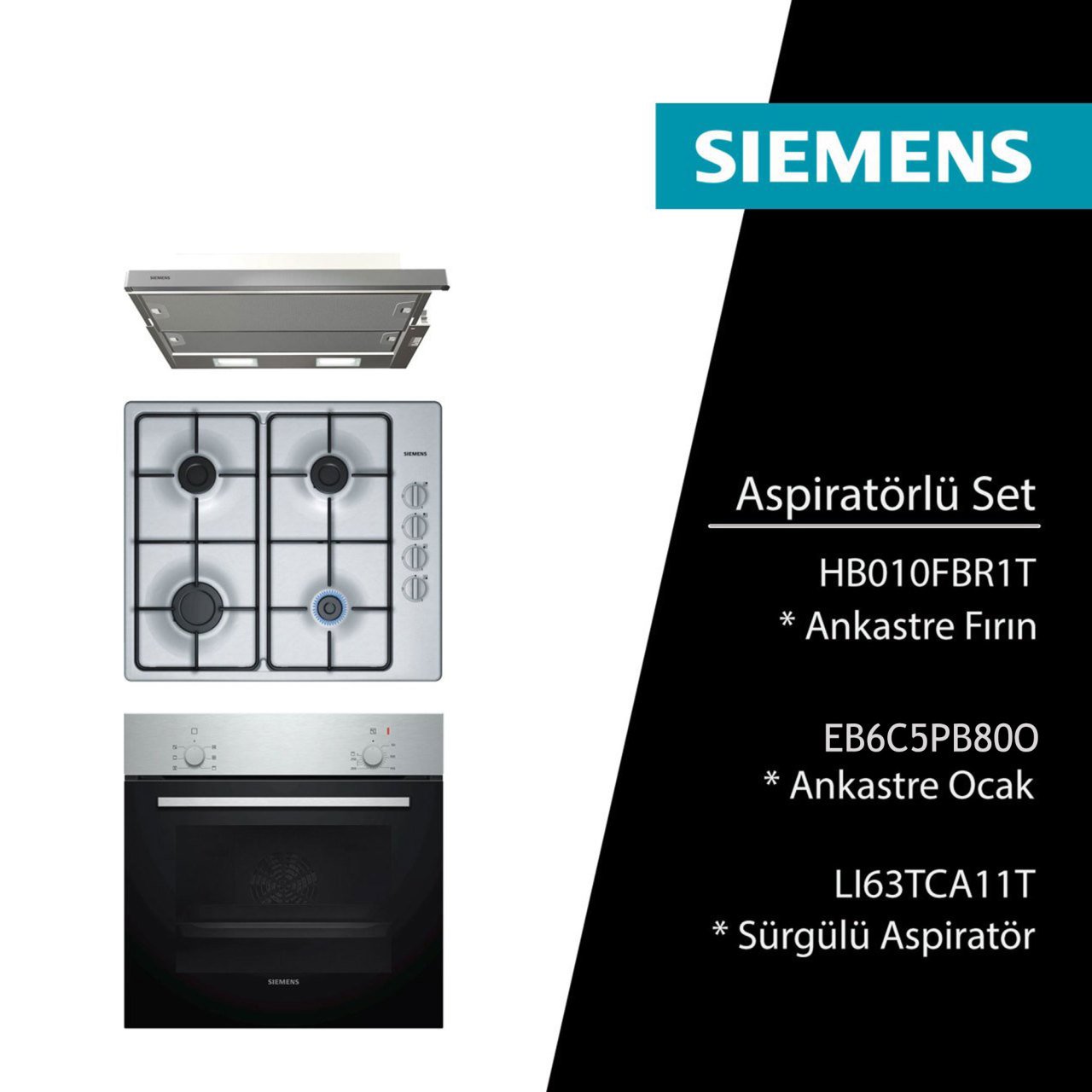 Siemens Aspiratörlü Plus Ankastre Set