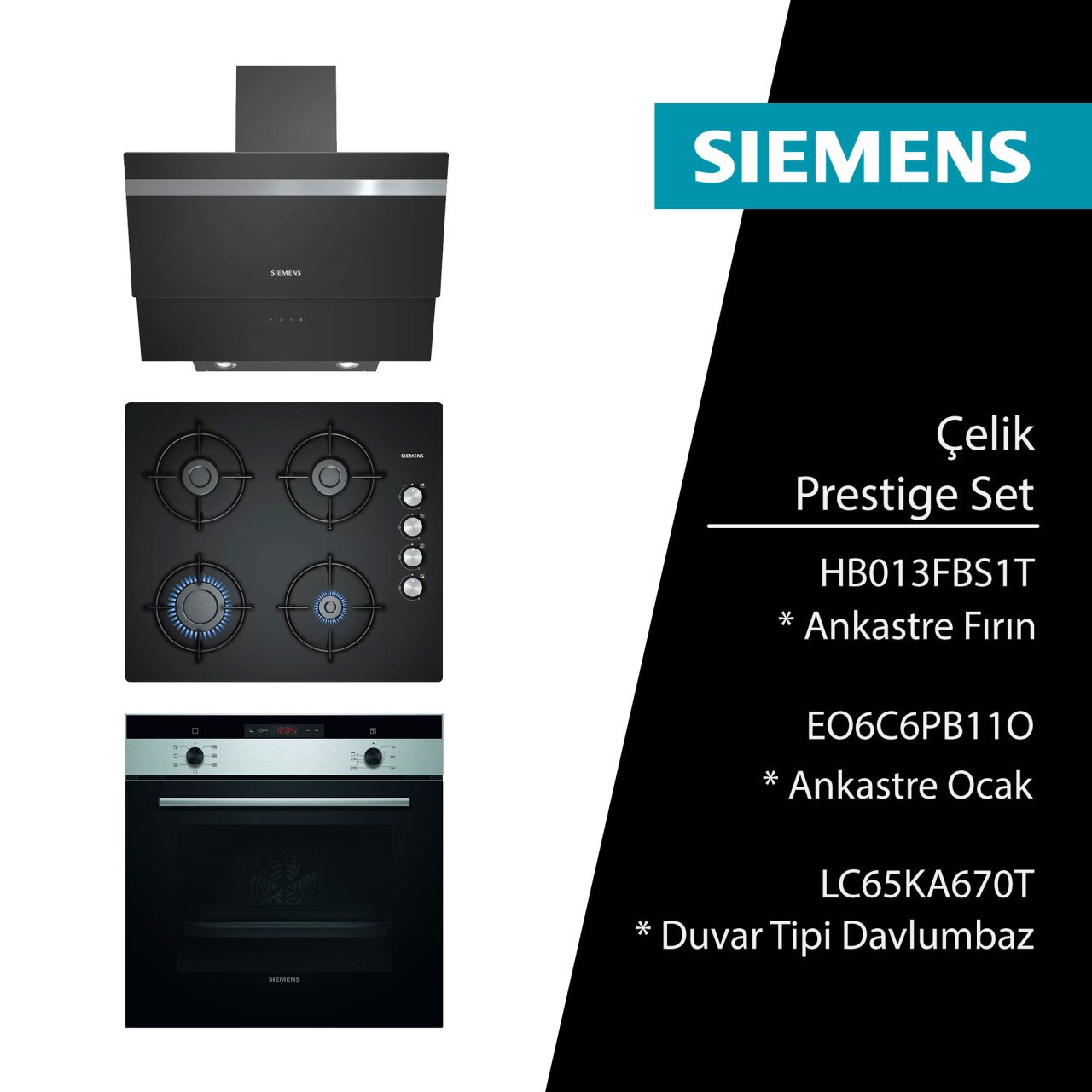 Siemens Çelik Prestige Ankastre Set