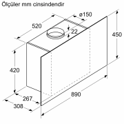 Siemens LC95FCJ20T iQ300 Duvar Tipi Davlumbaz 90 cm Beyaz Cam Yüzey