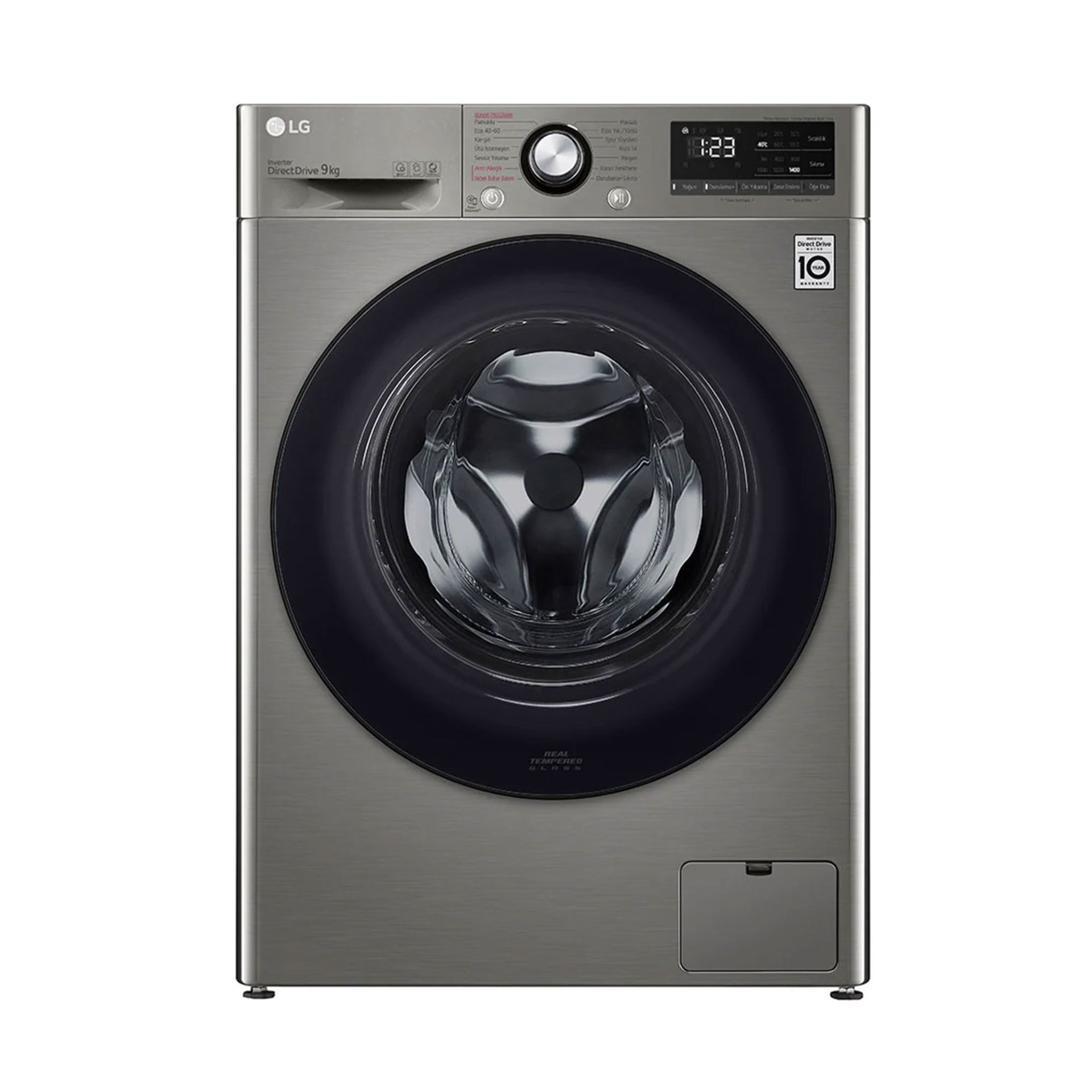 LG F4V3VYWKPE Çamaşır Makinesi 9 Kg Yıkama 1400 Devir Buharlı Steam™ B Enerji Metalik Gri
